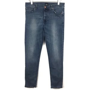 ASOS High Waist Button Fly Skinny Jeans Blue Stretch Denim Size 31